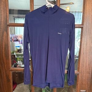 Patagonia Capilene Mens Medium Navy Blue 1/4 Zip Base Layer Long Sleeve Shirt